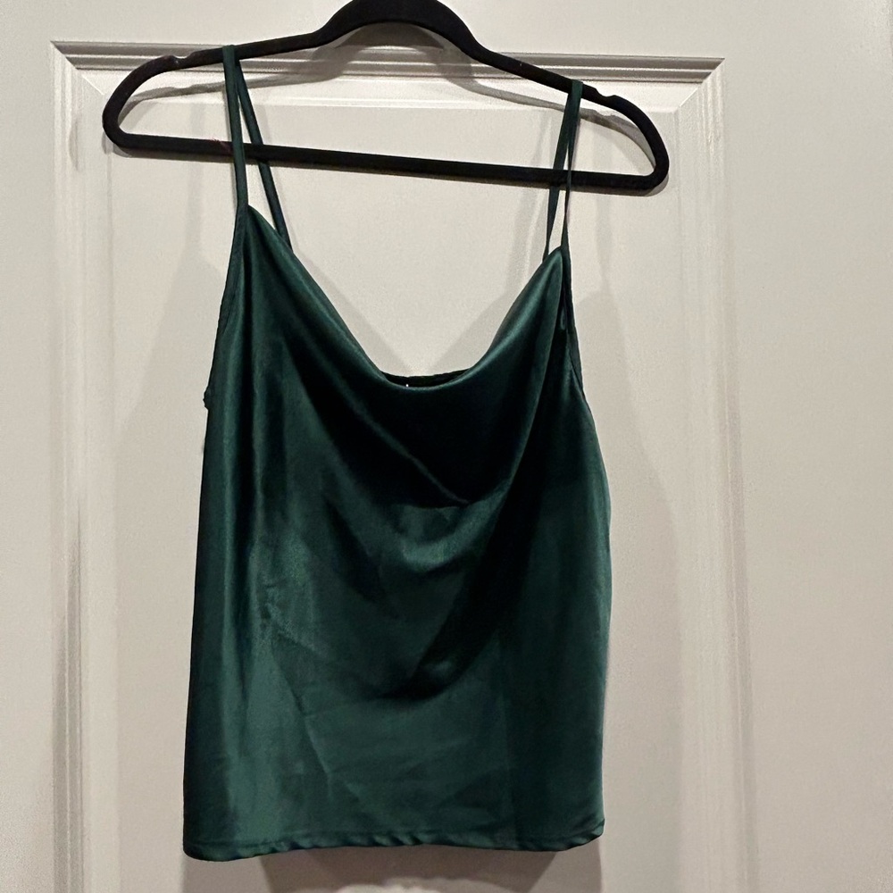 Elegant Green Satin Cami Top